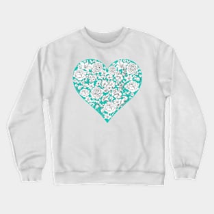 Vintage flowers in turquoise heart Crewneck Sweatshirt